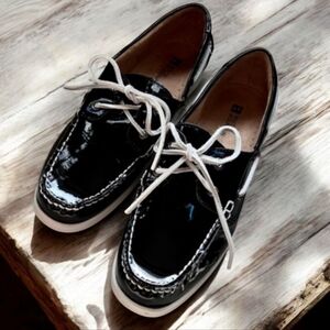 White Mountain Headsail Loafer Boat Deck Shoe Black Patent Leather Womens Sz 8.5